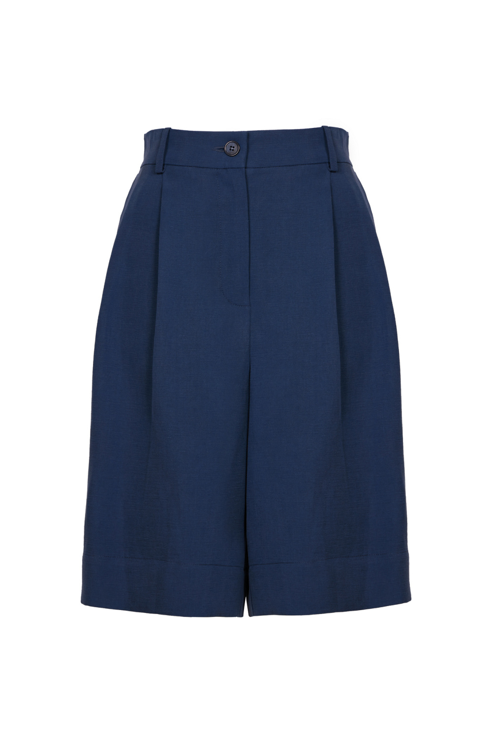 Темно-синие льняные шорты